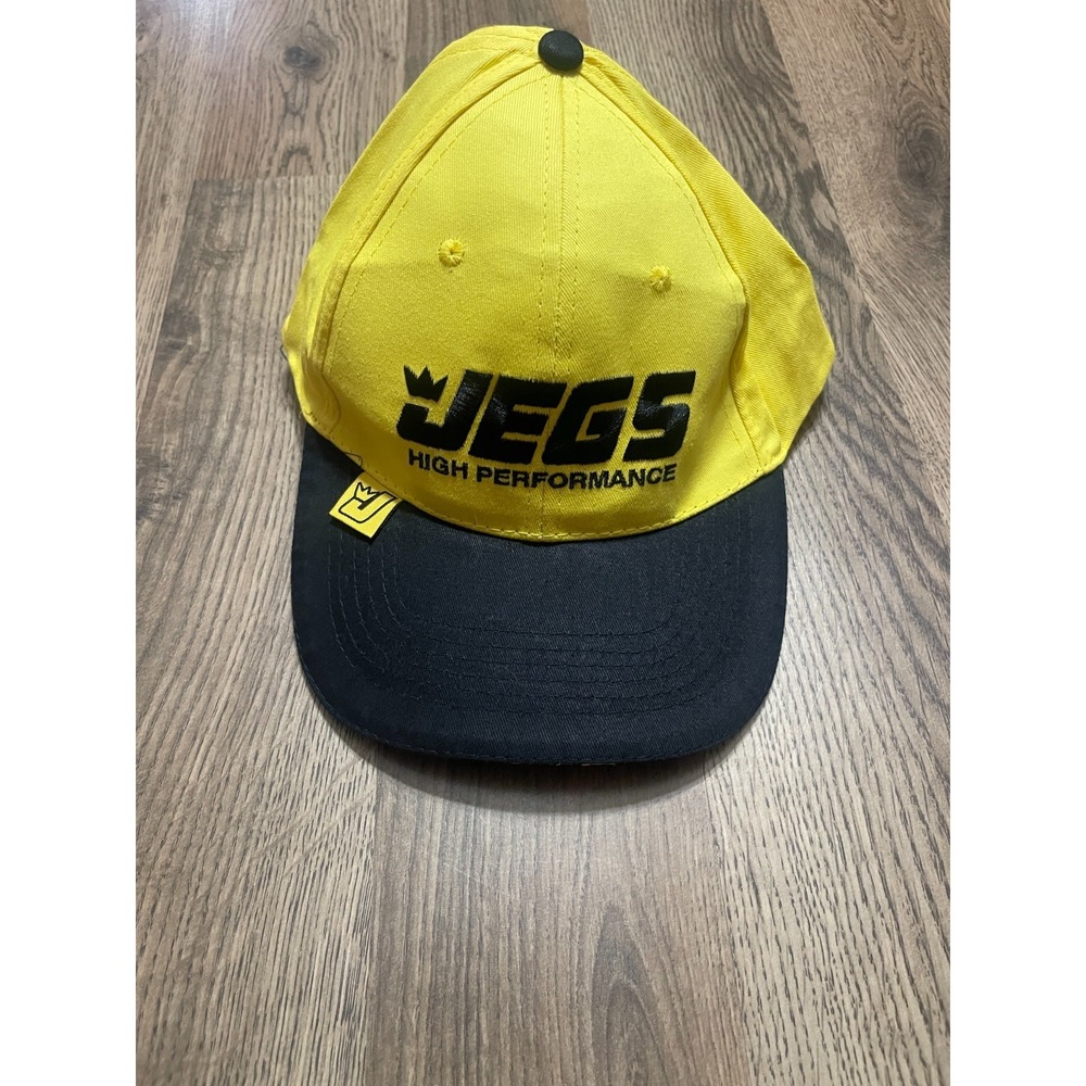 Jegs High Performance Baseball Cap Flat Bill Yellow Black Adjustable
